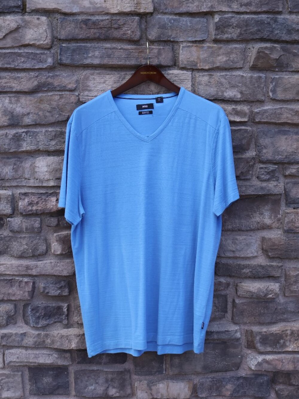 BOSS Hugo Boss Men’s Light Blue Pima Cotton V-Neck T-Shirt